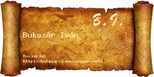 Bukszár Iván névjegykártya